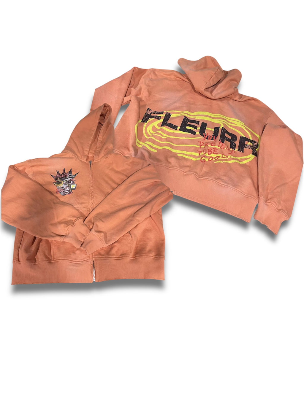 Pretend Orange oversized zip up hoodie