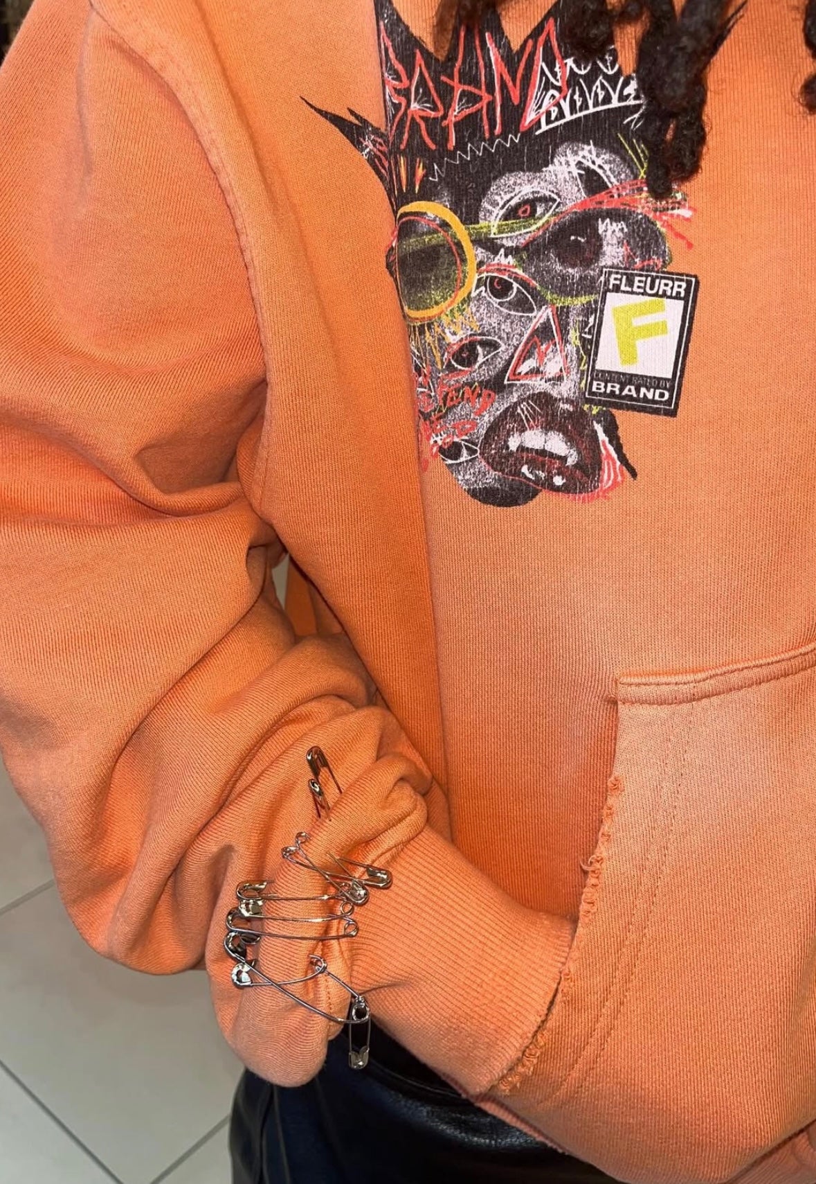 Pretend Orange oversized zip up hoodie